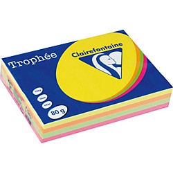 Feuilles A4 couleurs fluo 80 G/M² - 1 ramette