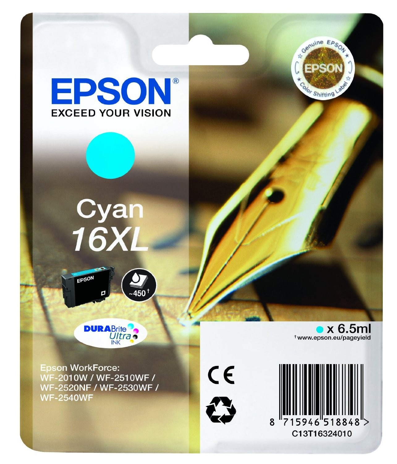 Cartouche cyan (bleu) XL Epson WorkForce C13T16324012