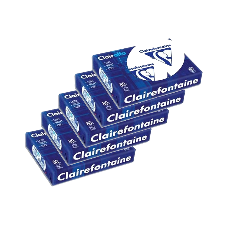 Feuilles A4 blanches 80 G/M² Clairefontaine - 5 ramettes